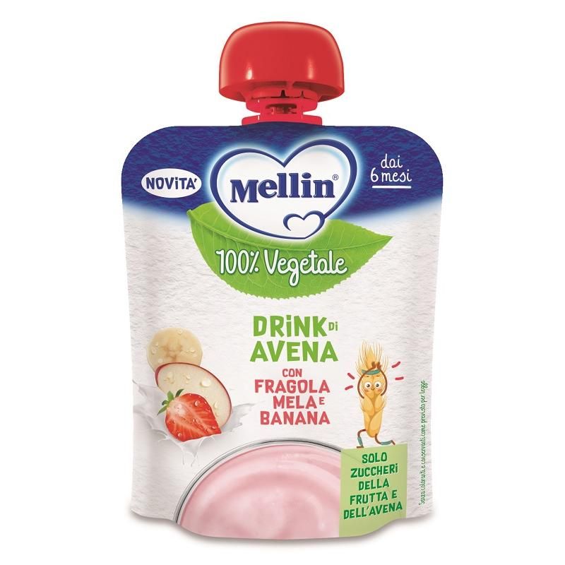 Mellin 100% Vegan Oat Drink with Strawberry for Babies Aged 6+ Months - 90g
