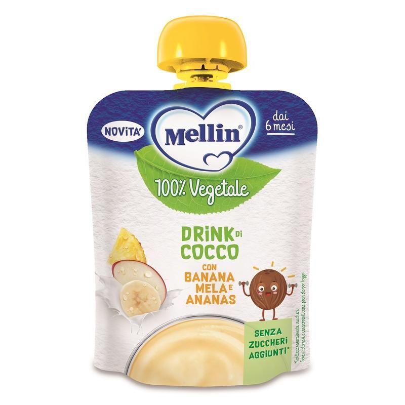 Mellin 100% Vegetale Coco-Banana Drink per Bambini da 6 Mesi+ - 90g