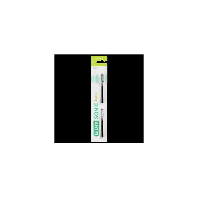 Testine di Ricambio Black per Spazzolino a Batteria Gum Sonic Daily - 2 Pezzi