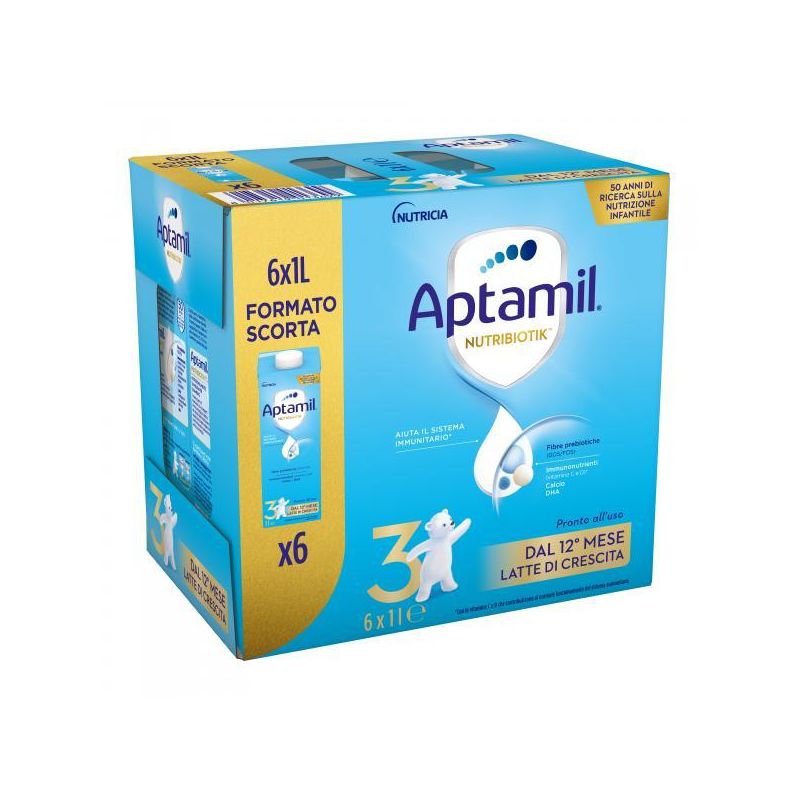 Aptamil 3 Latte Infantile Liquido - Pacco da 6 Bottiglie da 1000ml