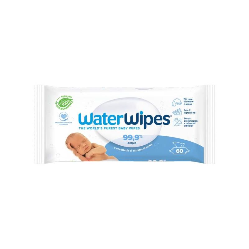 Waterwipes Salviette Biodegradabili per Neonati, 60 Pezzi