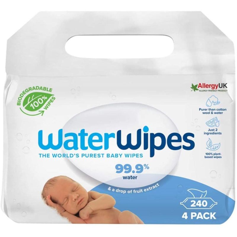 Waterwipes Salviette Biodegradabili per Neonati, Confezione da 240 Pezzi