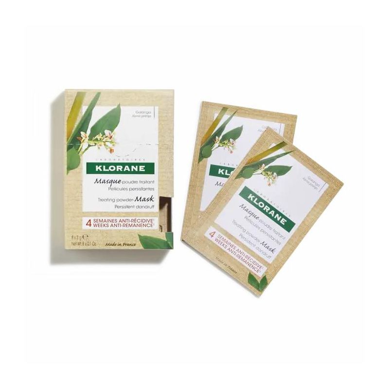 Klorane Maschera per Capelli in Polvere di Galanga - Pacchetto da 8x3g