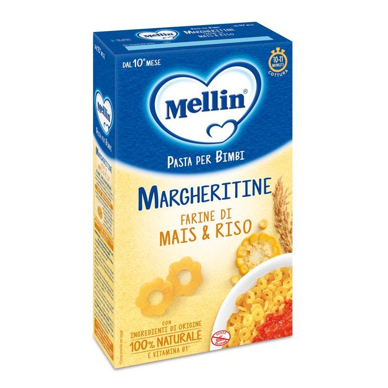Mellin Margheritine - Pasta per Bambini a Base di Mais e Riso, Adatto da 10 Mesi in Su, 280g