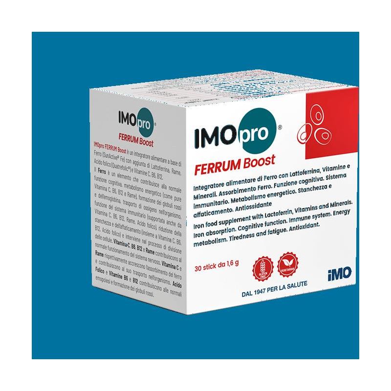 Imopro Ferrum Boost - Integratore di Ferro, 30 Stick da 1,6g