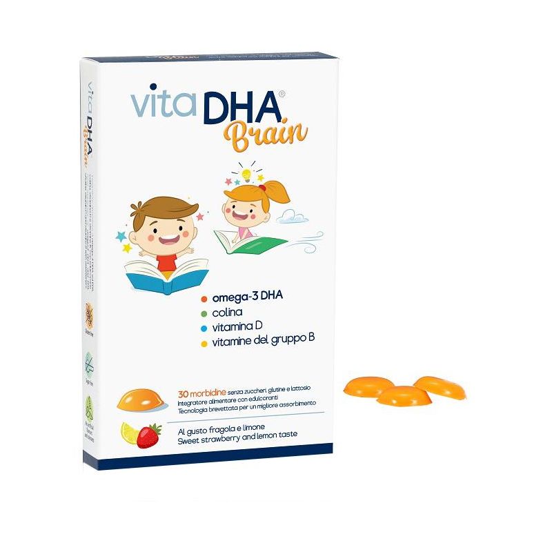 Vitadha Brain: Morbidelle per il Cervello al Gusto di Fragola e Limone - Confezione da 30