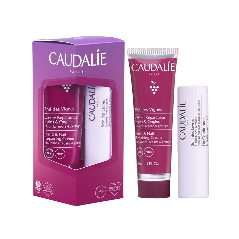 Caudalie The Des Vignes Set: Crema Mani e Unghie 30ml e Trattamento Labbra 4,5g