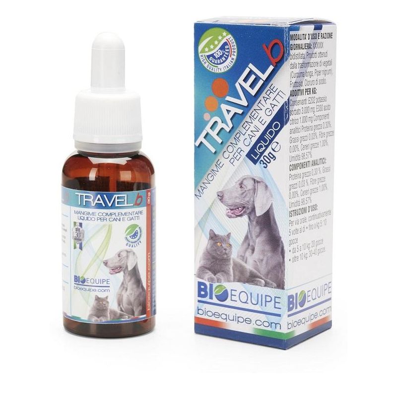Travel B - Integratore Alimentare Liquido di 30 ml per Cani e Gatti