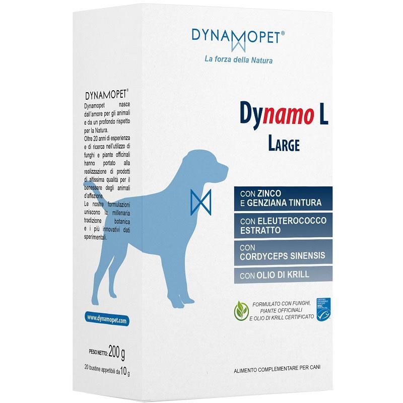Dynamo L - Integratore Alimentare per Cani di Taglia Grande, 20 Bustine