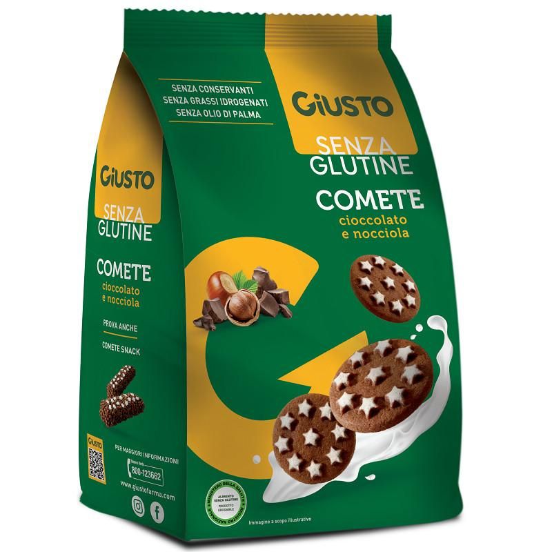 Giusto Senza Glutine - Biscotti Comete al Cioccolato e Nocciola - 200g