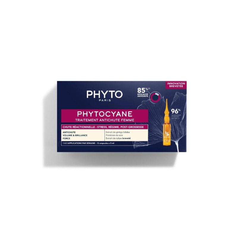 Phyto Phytocyane Siero Rigenerante Anticaduta per Donna, 12 Fiale da 5ml