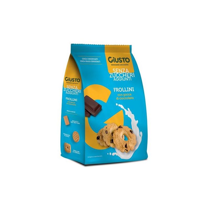 Frollini senza Glutine e Zucchero con Gocce di Cioccolato - Giusto - 350g