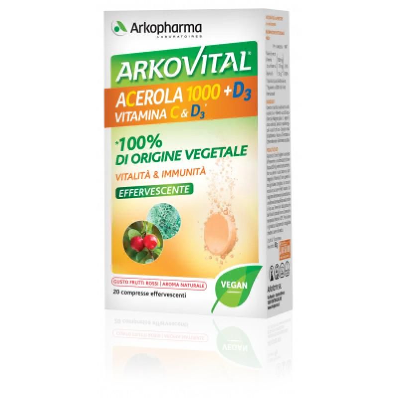 Arkopharma Arkovital Effervescenti Vitamine C+D3 Gusto Frutti Rossi - 20 Compresse