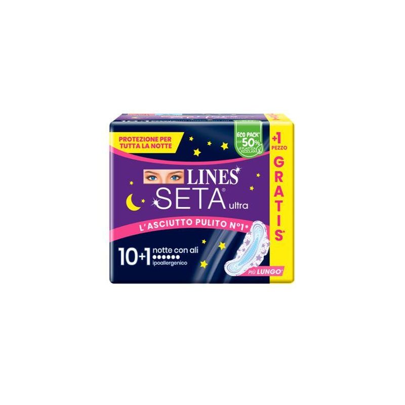 Lines Seta Notte Ultra Assorbenti - Pacco da 11 Pezzi