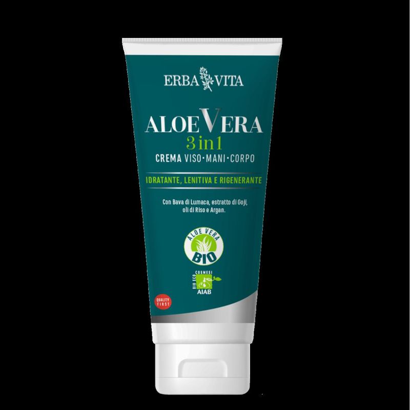 Erba Vita Crema Aloe Vera 3 in 1 per Mani, Viso e Corpo - 200ml