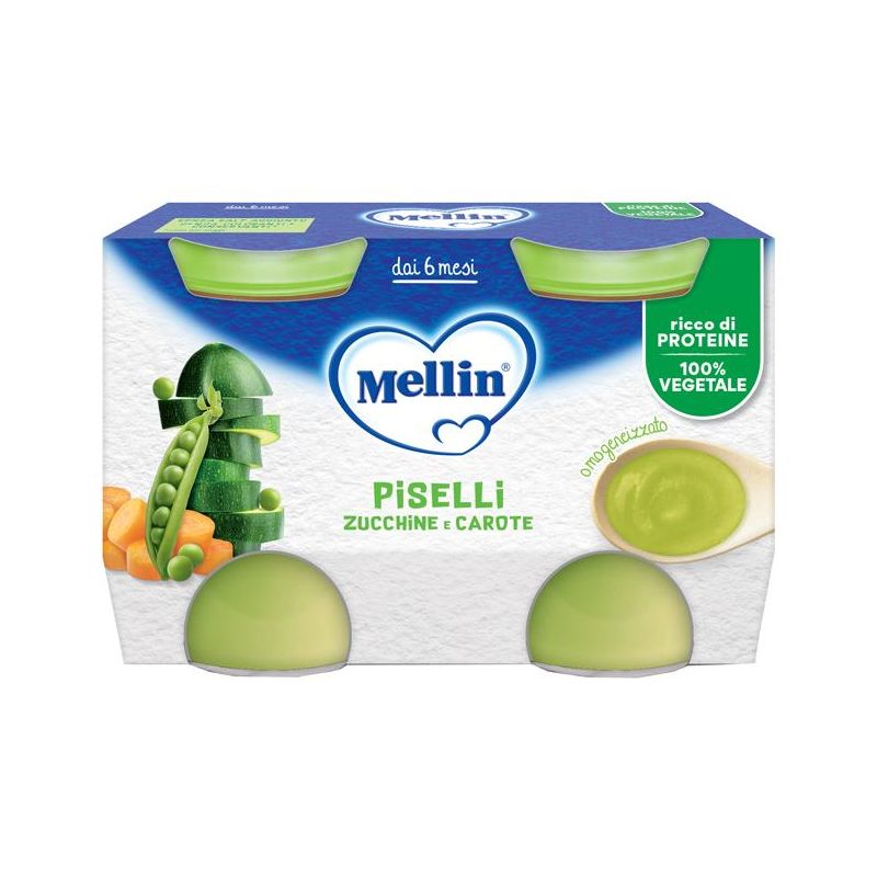 Mellin Omogeneizzato Piselli/Carote 2x130g 6Mesi