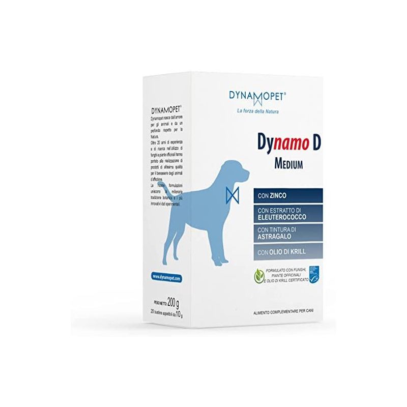 Dynamo D Medium - Mangime Complementare per Cani in 20 Bustine