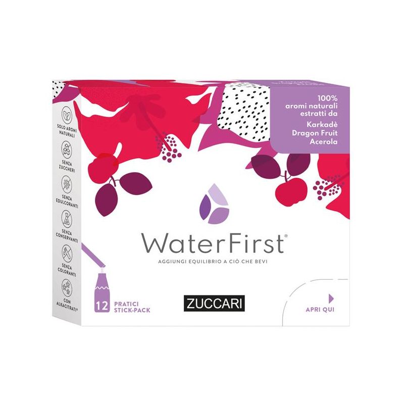 Zuccari WaterFirst - Mix di Karkad, Dragon Fruit, Acerola - 12 Stick