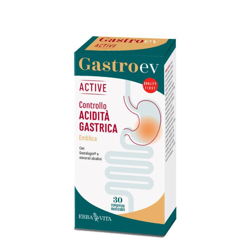 Erba Vita Gastro EV Active - Compresse Digestive Naturali, 30 Pezzi