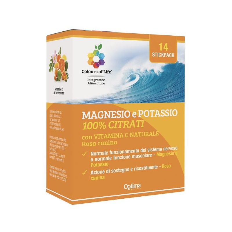 Magnesio e Potassio 100% Citrati con Vitamina C Naturale - 14 Stickpacks