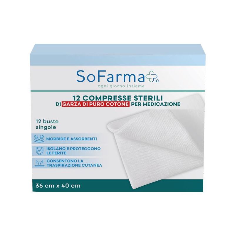 Sofarma Più Compresse di Cotone 36x40, Pacco da 12