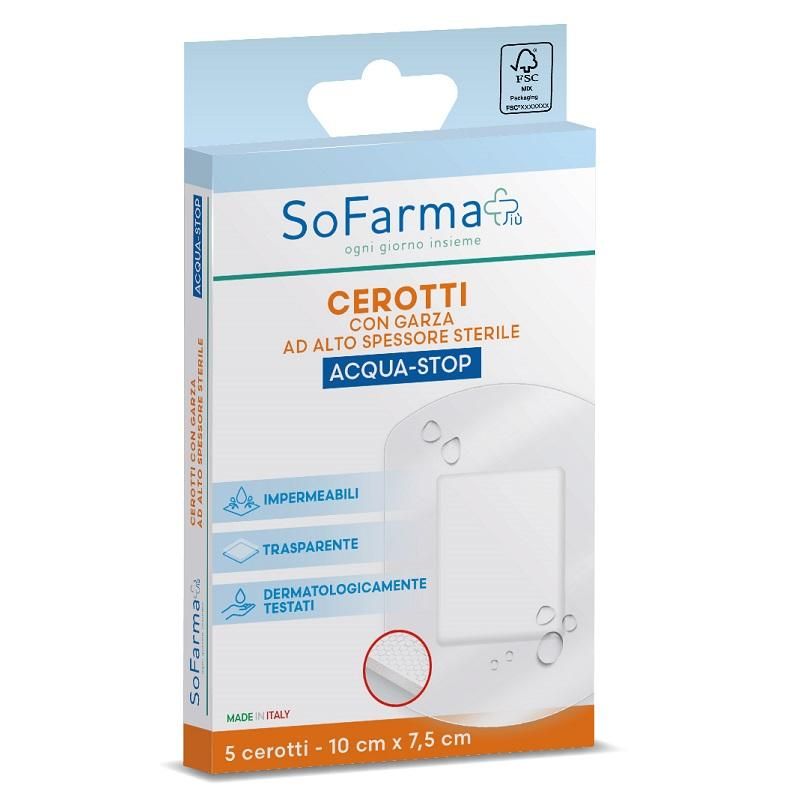 SOFARMAPIU' Cerotti Impermeabili in Acqua 10x7.5cm - Confezione da 5 Pezzi