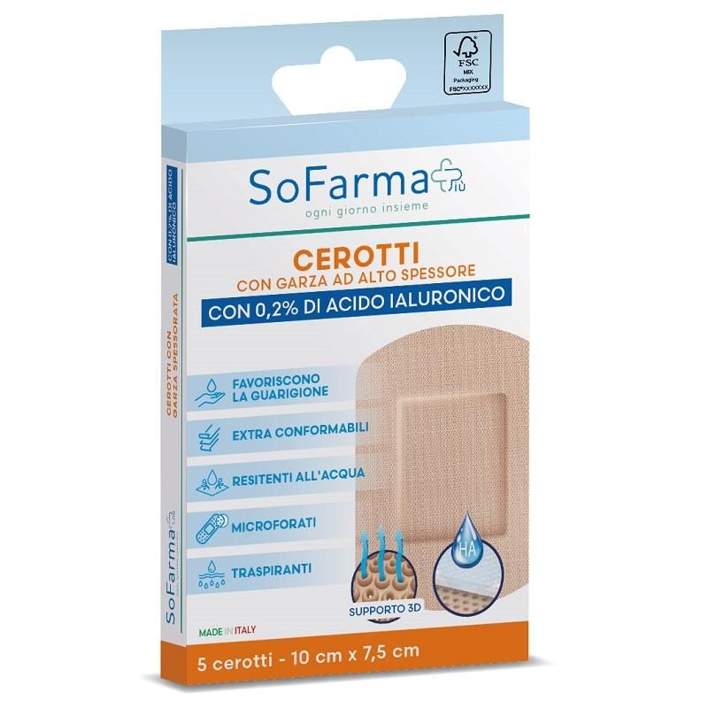Sofarmapi Cerotti Promotore di Cicatrizzazione, 5 Pezzi, 10x7,5cm