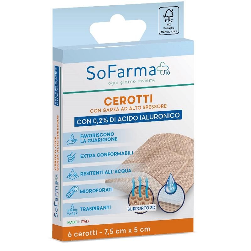 Sofarmapi Cerotti Cicatrizzanti - Confezione da 6 Pezzi, 7,5x5 cm