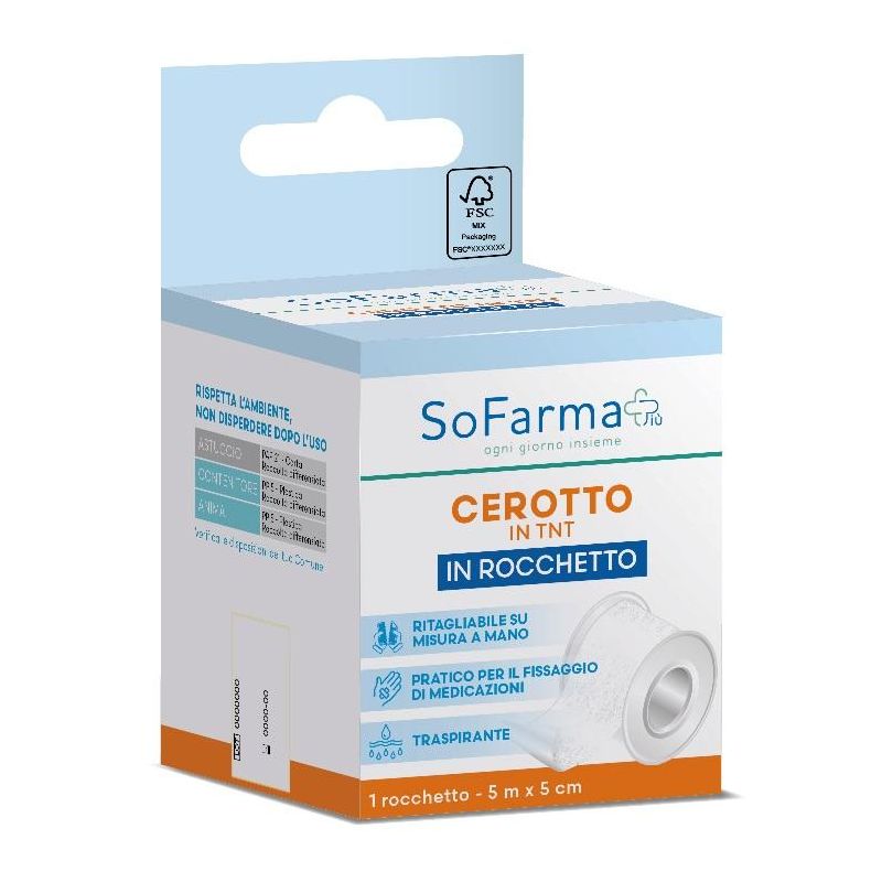 Sofarmapi Cerotto in Tessuto Non Tessuto, Rotolo di 5m x 5cm