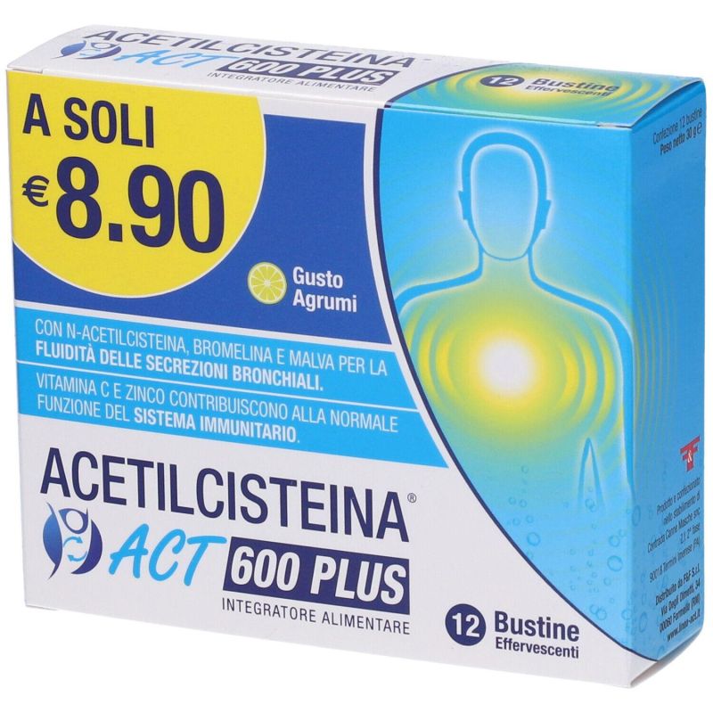 Acetilcisteina Act 600 Plus 12 Bustine Effervescenti Agrumi