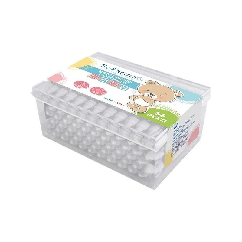 Sofarmapi Bastoncini per Bambini con Cotone - Confezione da 56 Pezzi