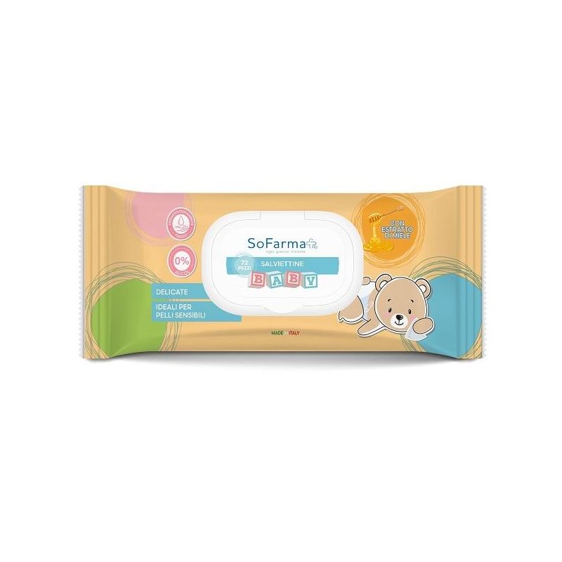 Sofarmapi Salviettine per Bambini al Miele - Confezione da 72 Pezzi