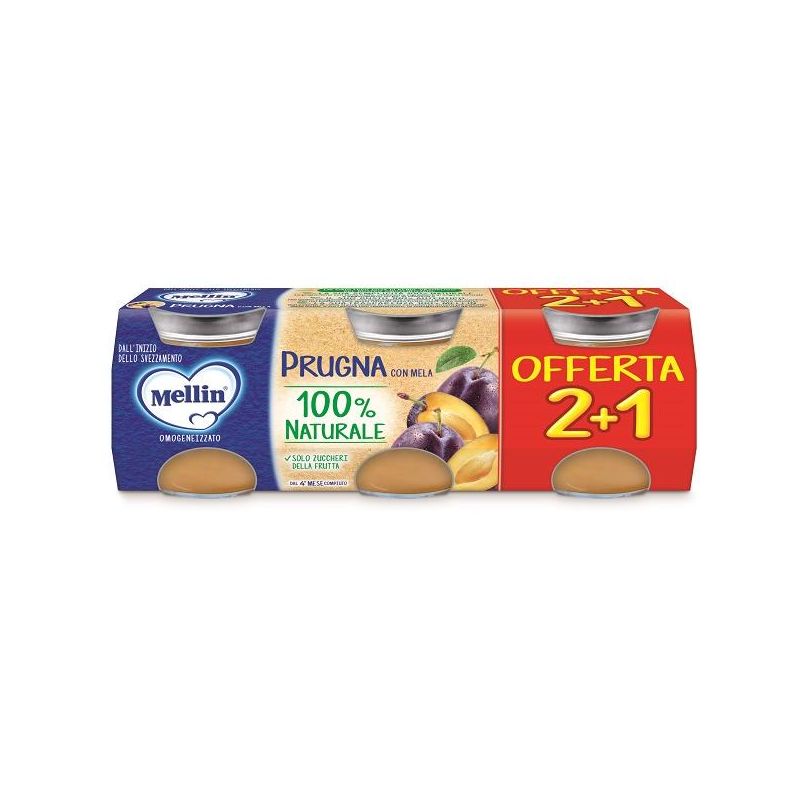 Mellin Omogeneizzato Prugna Con Mela 3x100g 4Mesi