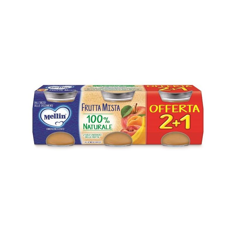 Mellin Omogeneizzato Frutta Mix 3x100g 4Mesi+