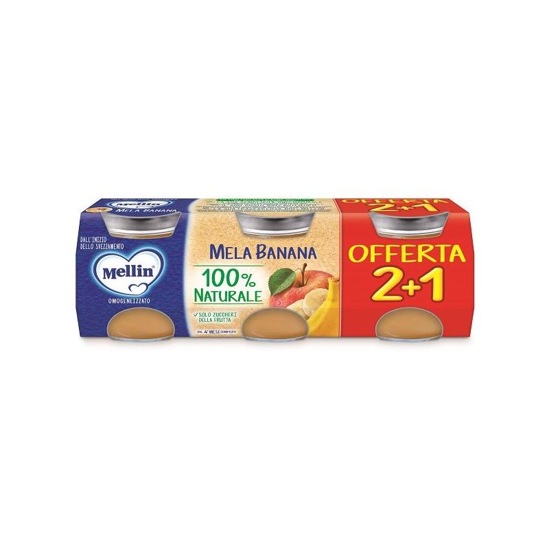 Mellin Omogeneizzato Mela/Banana 3x100g 4Mesi+
