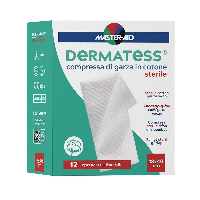 Dermatess Garza di Cotone Medicale 18x40cm, Confezione da 12 Pezzi