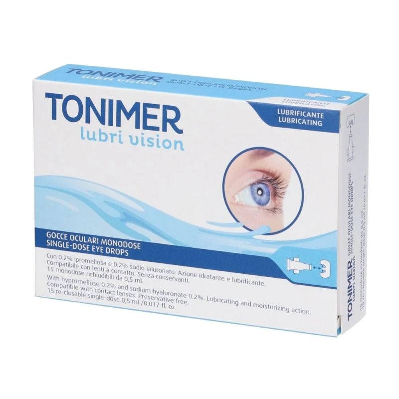 Tonimer Lubri Vision Gocce Oculari Idratanti e Lubrificanti, 15 flaconcini