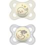 Succhietto Notturno Mam in Silicone per Bambini 2-6 Mesi, Doppia Confezione