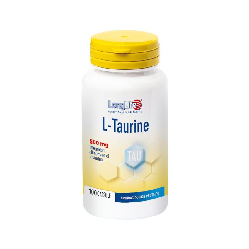 Longlife L-Taurine Supplement 500mg, 100 Capsule
