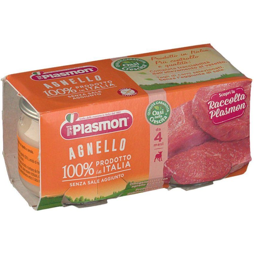 Plasmon Omogeneizzato di Agnello, Confezione da 2 Pezzi da 80g