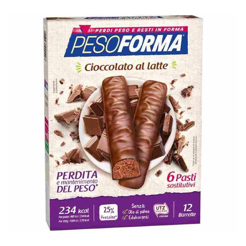 Barrette Pesoforma al Cioccolato al Latte - Confezione da 12 Pezzi
