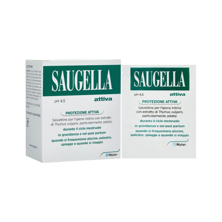 Saugella Attiva Salviette Detergenti Intime - Confezione da 10 Pezzi