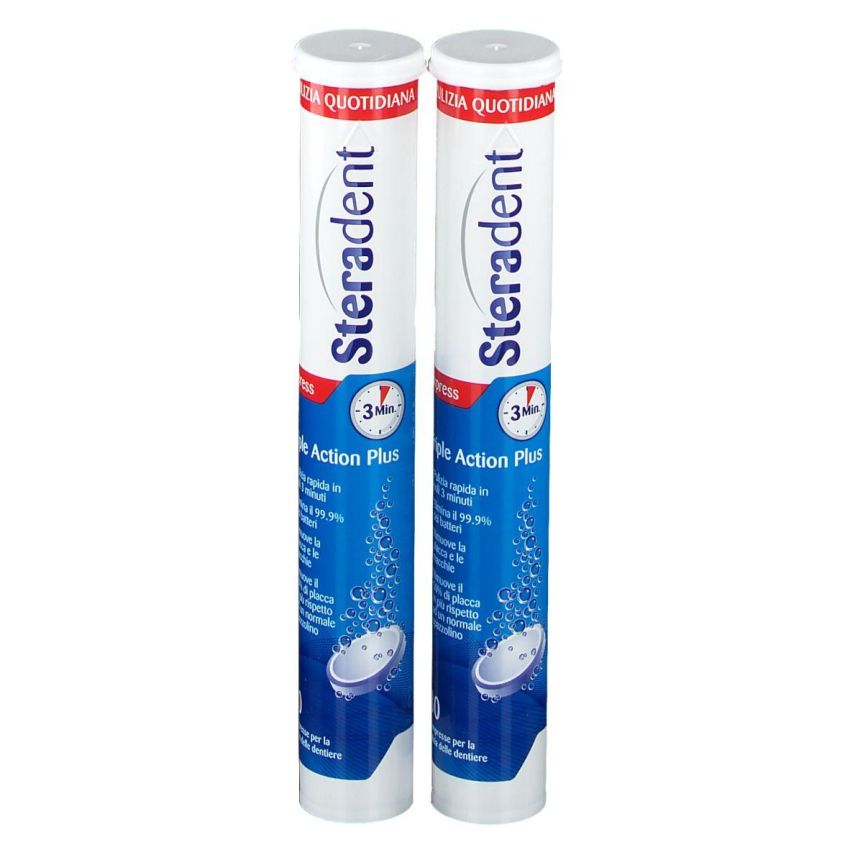 Steradent Triple Action Plus - 60 Compresse Detergenti per Dentiere