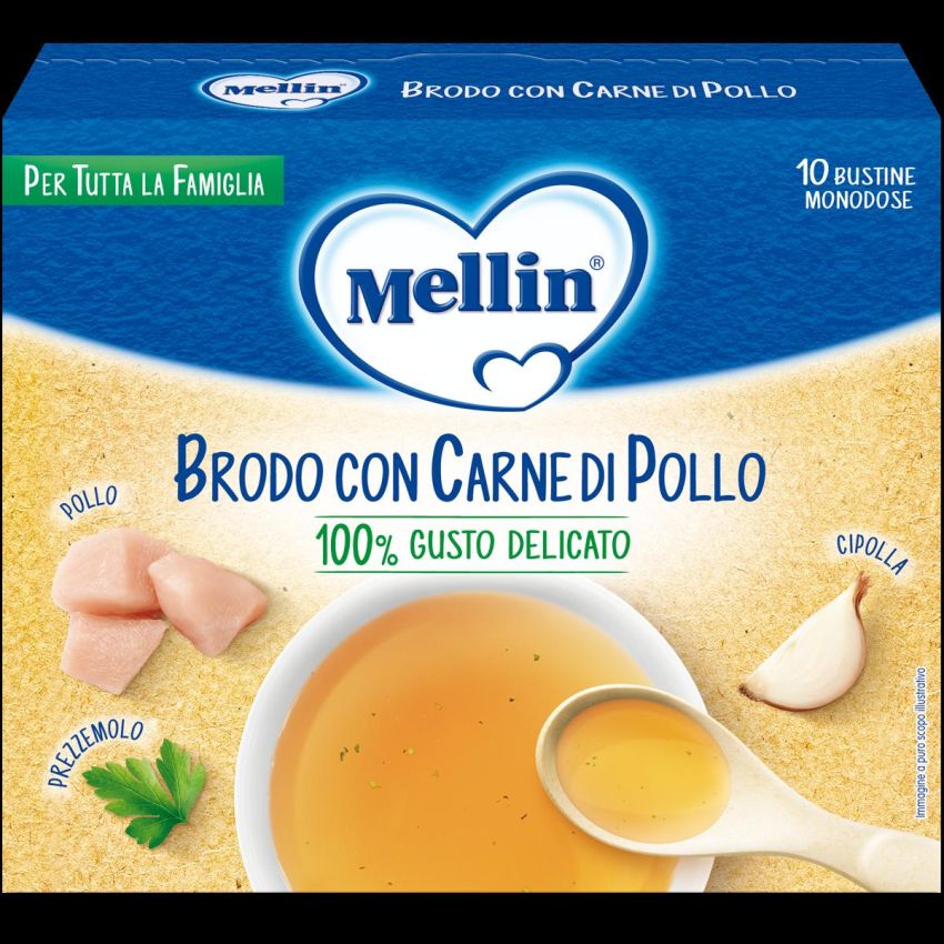 Mellin Brodo di Carne e Pollo - Pacchetto da 10 Bustine