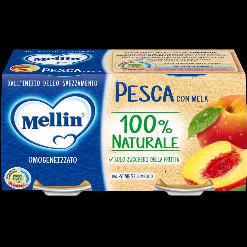 Mellin Omogeneizzato di Pesca - Pacco doppio da 100g