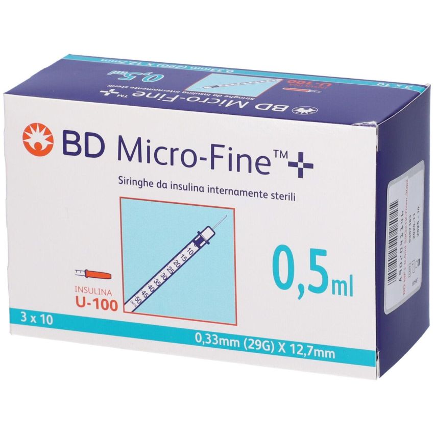 BD Siringa per Insulina 0.5ml 100UI con Ago G29 - Confezione da 30 Pezzi