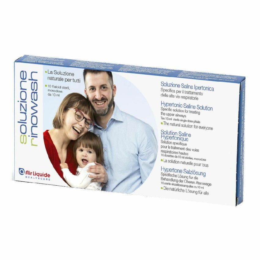Rinowash Soluzione Salina Ipertonica per Pulizia Nasale - 10 Fiale da 10ml