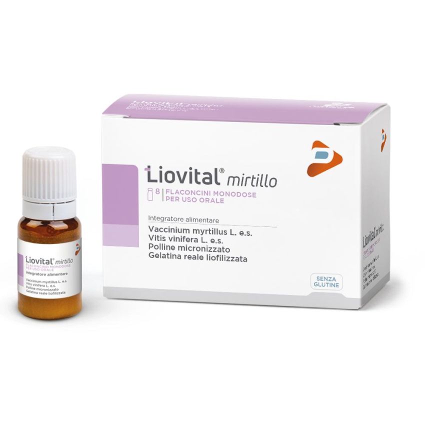 Liovital Mirtillo - Integratore Alimentare in Fiale da 10ml, Confezione da 8 Pezzi