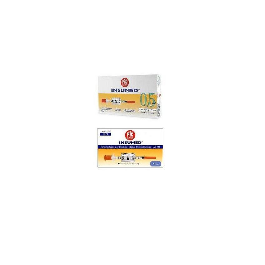 Siringa per Insulina Pic da 0.5ml con Ago Gauge29 - Pacco da 3 Sacchetti