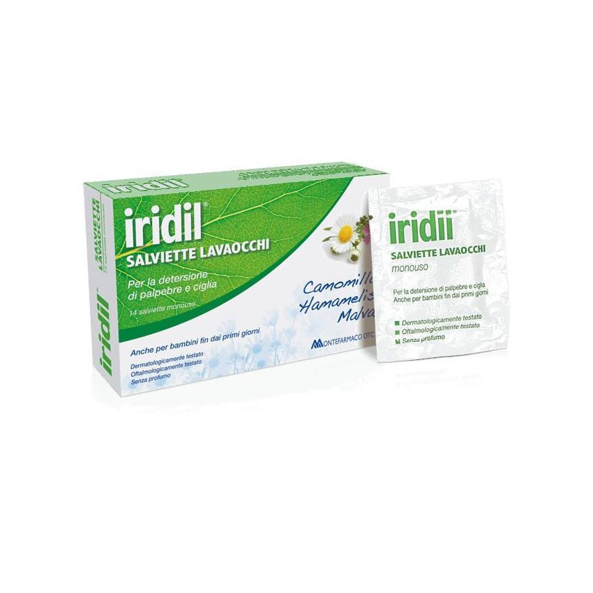 Iridil Salviette Detergenti per Occhi - Pacco da 14 Pezzi